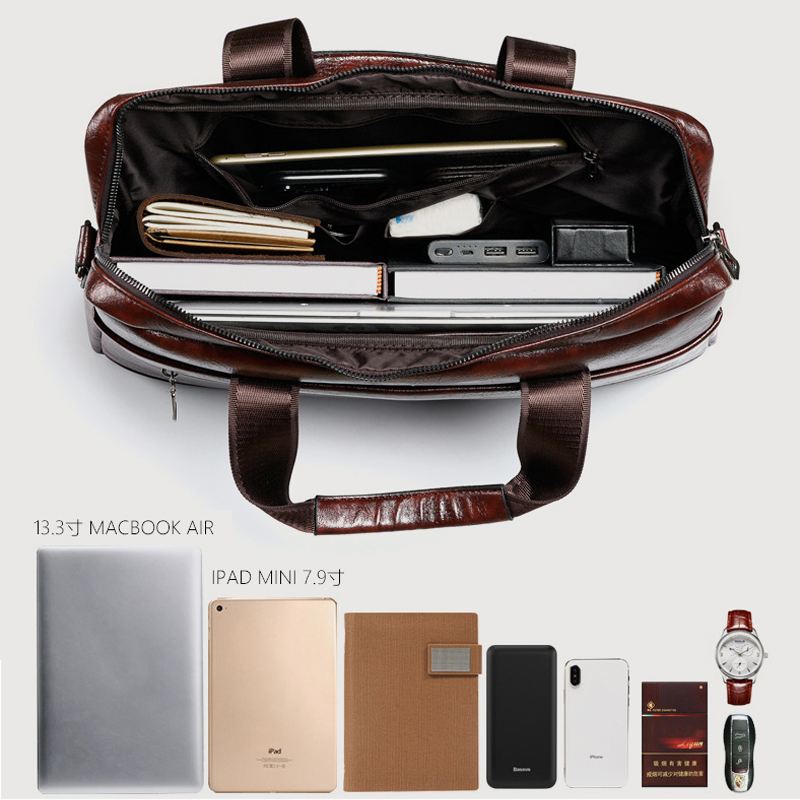 Mænd Multi-pocket Anti-theft Crossbody Tasker Retro 13.3 Tommer Laptop Messenger Bag Med Stor Kapacitet Briefcase Skuldertaske