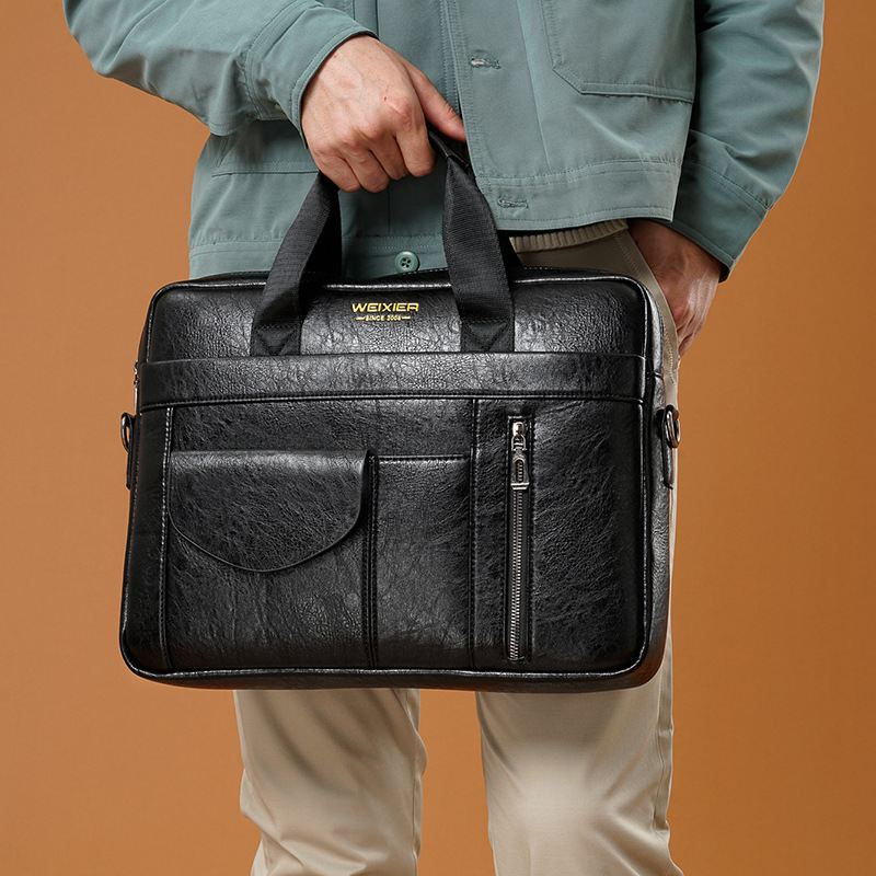 Mænd Multi-pocket Anti-theft Crossbody Tasker Retro 13.3 Tommer Laptop Messenger Bag Med Stor Kapacitet Briefcase Skuldertaske