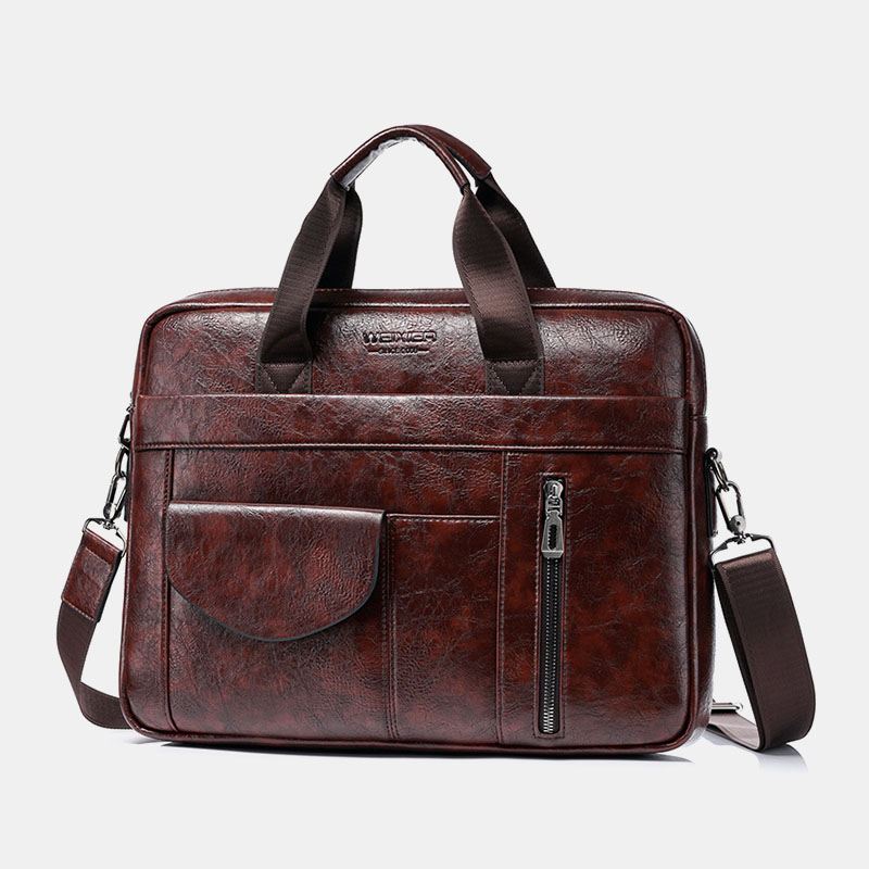 Mænd Multi-pocket Anti-theft Crossbody Tasker Retro 13.3 Tommer Laptop Messenger Bag Med Stor Kapacitet Briefcase Skuldertaske