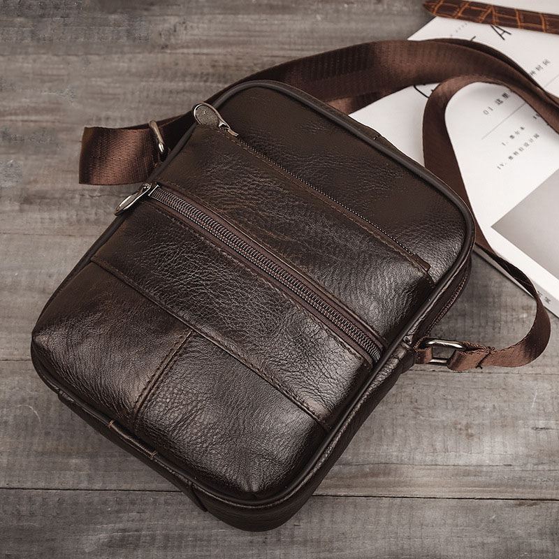 Mænd Multi-pocket Anti-theft First Layer Kohud Crossbody Tasker Retro Stor Kapacitet Letvægts 6.5 Tommer Phne Bag Messenger Bag Håndtaske