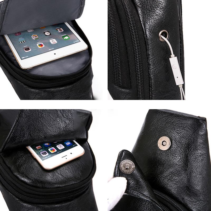 Mænd Multifunktionel Usb Crossbody Taske Brysttaske Skuldertaske Business Outdoor