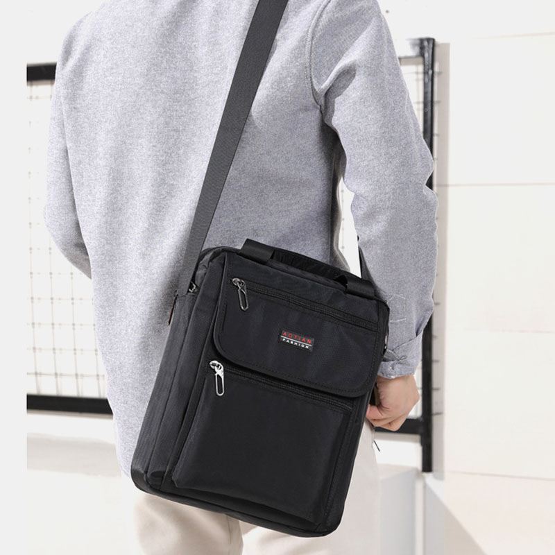 Mænd Nylon Casual Brief Vandtæt Multi-pocket Multi-purpose 12 Tommer Laptop Taske Håndtaske Skulder Taske Crossbody Taske