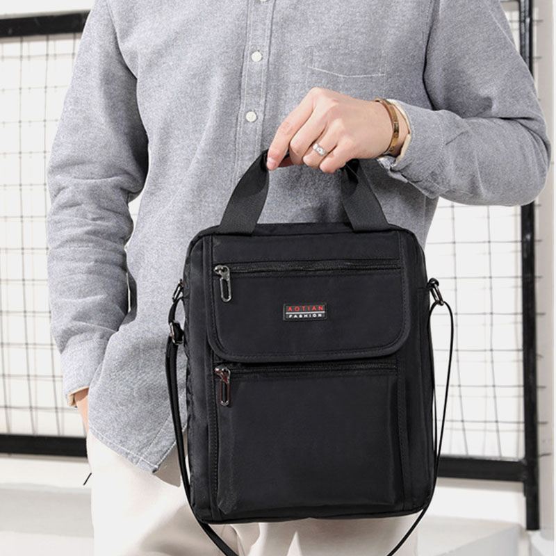 Mænd Nylon Casual Brief Vandtæt Multi-pocket Multi-purpose 12 Tommer Laptop Taske Håndtaske Skulder Taske Crossbody Taske