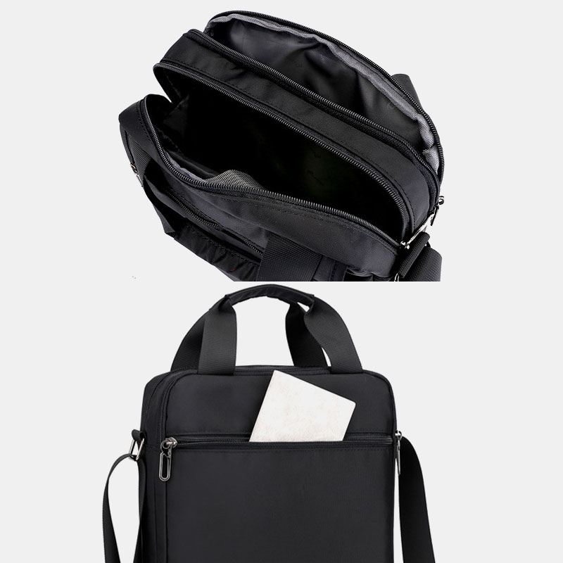 Mænd Nylon Casual Brief Vandtæt Multi-pocket Multi-purpose 12 Tommer Laptop Taske Håndtaske Skulder Taske Crossbody Taske