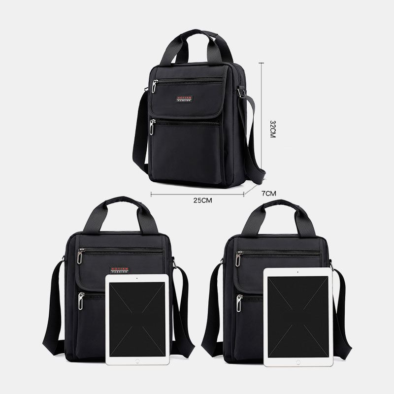 Mænd Nylon Casual Brief Vandtæt Multi-pocket Multi-purpose 12 Tommer Laptop Taske Håndtaske Skulder Taske Crossbody Taske