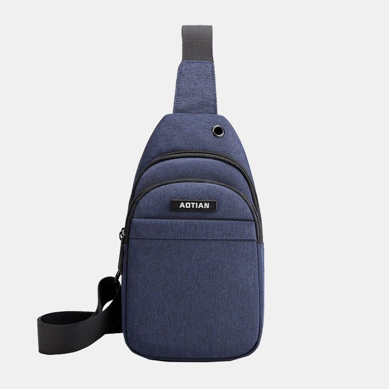 Mænd Øretelefon Hul Stor Kapacitet Multi-pocket Vandtæt Crossbody Bag Sling Bag