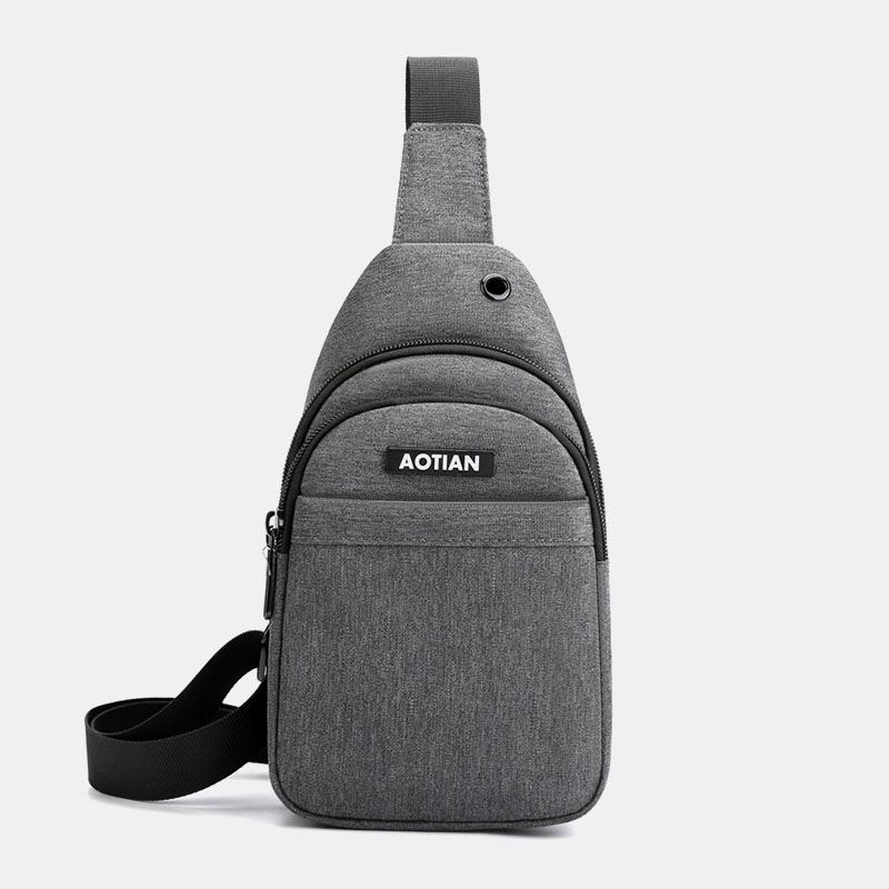 Mænd Øretelefon Hul Stor Kapacitet Multi-pocket Vandtæt Crossbody Bag Sling Bag