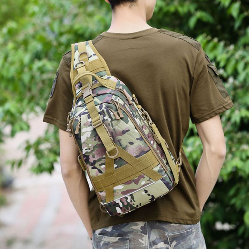 Mænd Oxford Camo Multifunktion Vandtæt Udendørs Sports Ridning Taktisk Skuldertaske Crossbody Bag Brysttaske