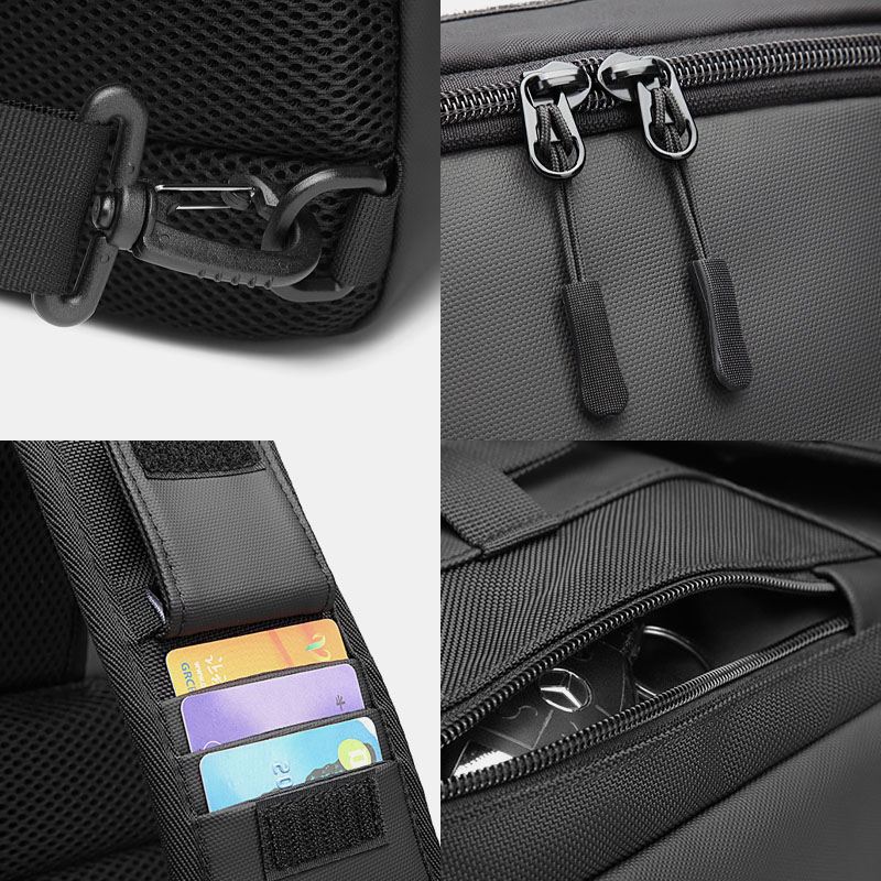 Mænd Oxford Usb-opladning Multi-pocket 3 Card Slots Vandtæt Udendørs Crossbody-taske Brysttaske Sling Bag