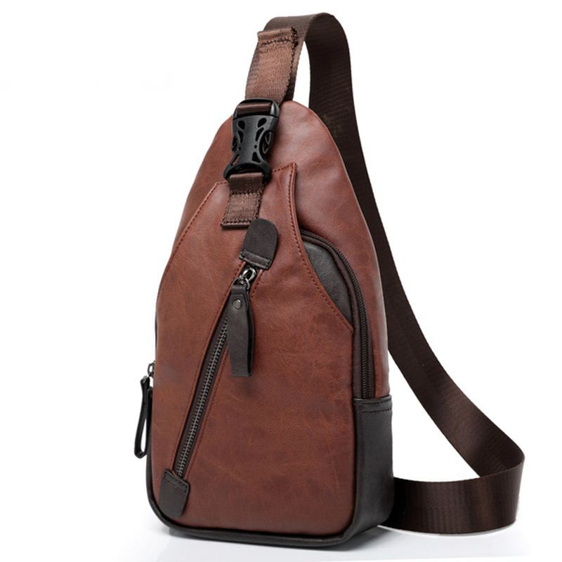 Mænd Pu Crossbody Taske Kapacitet Fritid Skulder Brysttaske