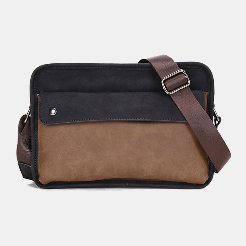 Mænd Pu Læder Anti-theft British Retro Crossbody Tasker Skuldertaske Messenger Bag