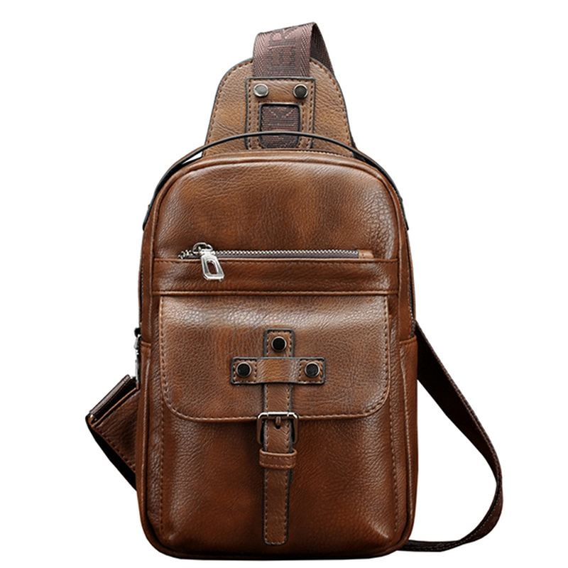 Mænd Pu Læder Business Casual Brysttaske Crossbody Skuldertaske Til Fritid