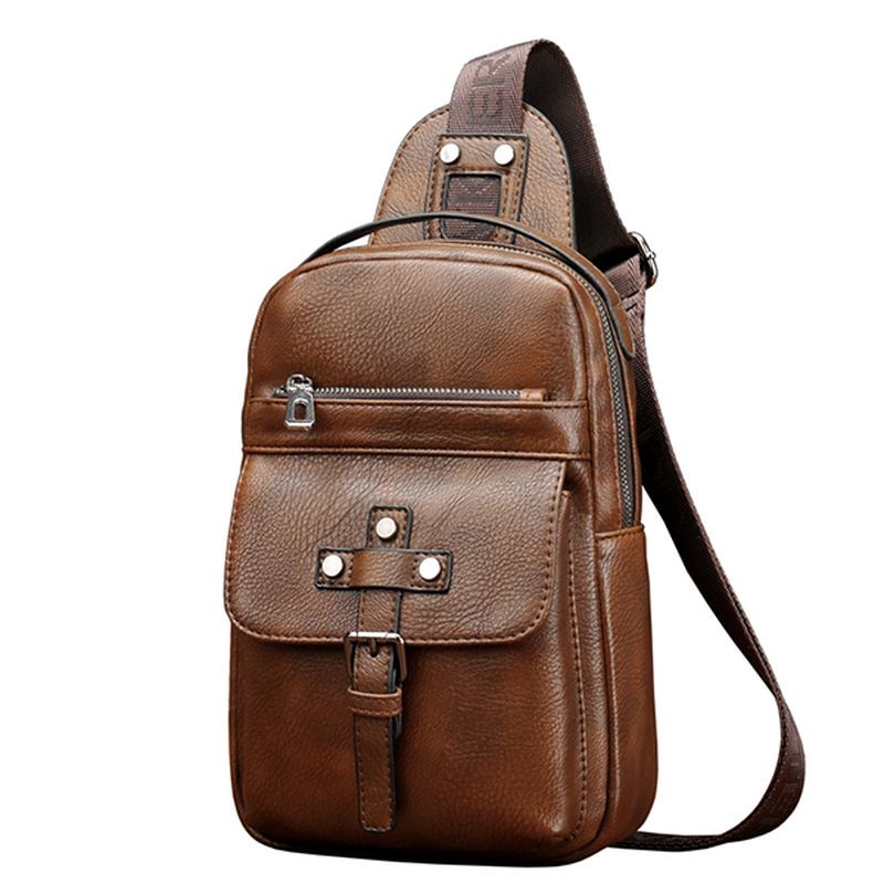 Mænd Pu Læder Business Casual Brysttaske Crossbody Skuldertaske Til Fritid