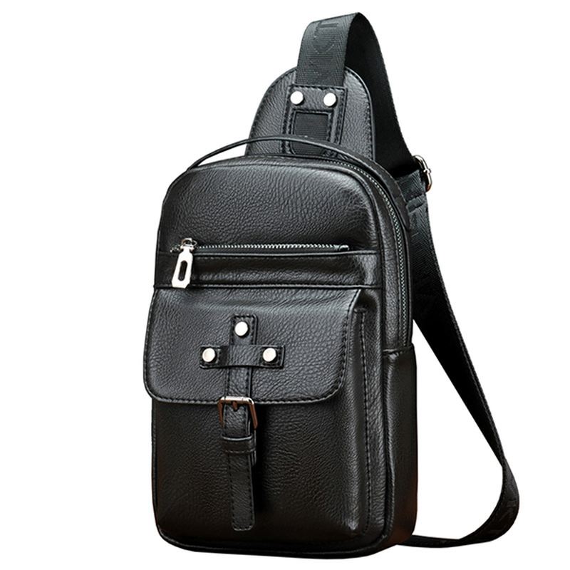 Mænd Pu Læder Business Casual Brysttaske Crossbody Skuldertaske Til Fritid