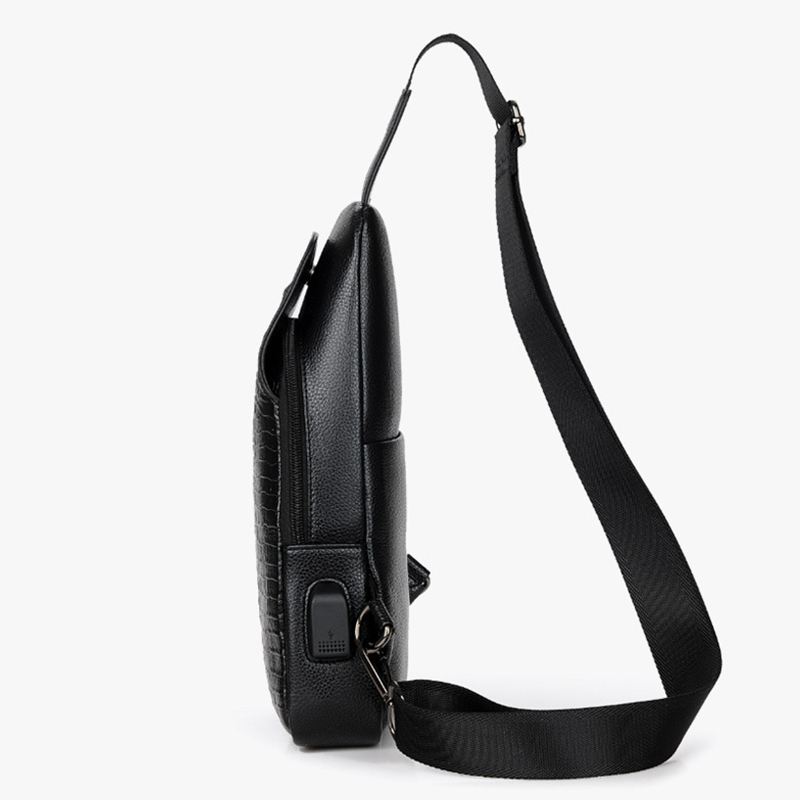 Mænd Pu Læder Krokodille Trykt Mode Crossbody Taske Brysttaske