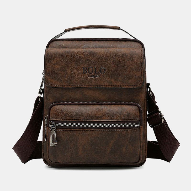 Mænd Pu-læder Multi-pocket Anti-theft Messenger Bag Crossbody Tasker Skuldertaske Håndtaske Briefcase