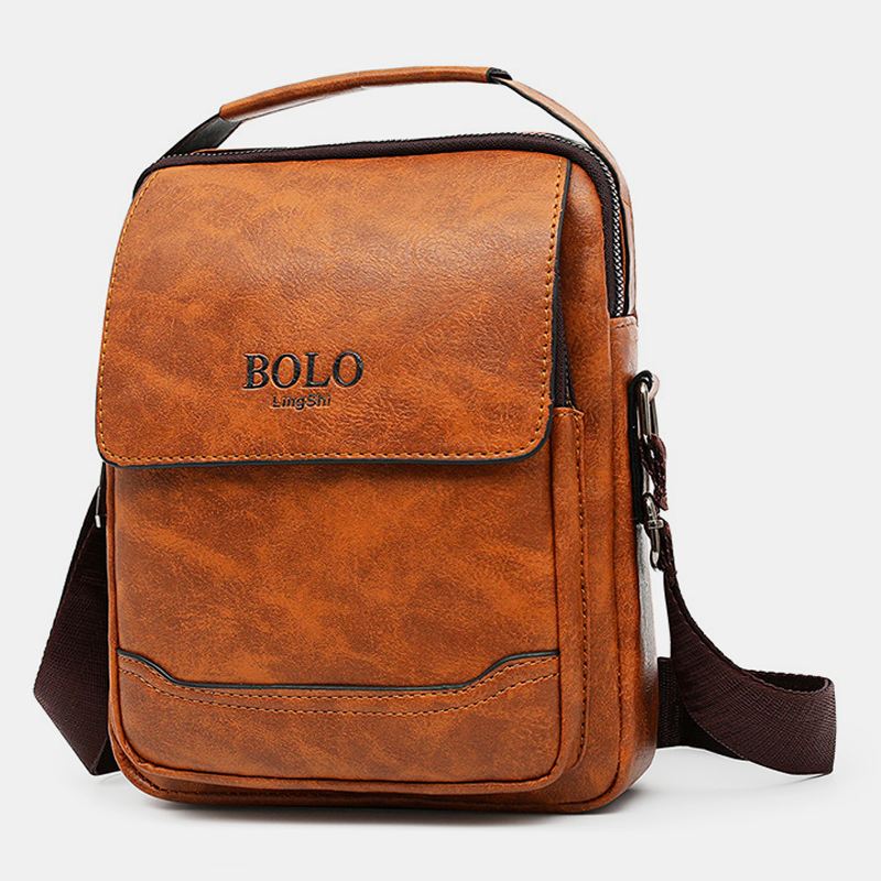 Mænd Pu-læder Multi-pocket Anti-theft Retro Crossbody Tasker Skuldertaske Håndtaske Messenger Bag Briefcase