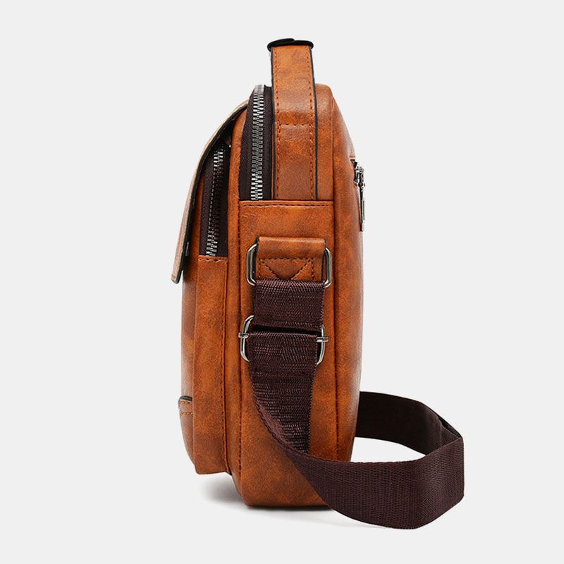 Mænd Pu-læder Multi-pocket Anti-theft Retro Crossbody Tasker Skuldertaske Håndtaske Messenger Bag Briefcase