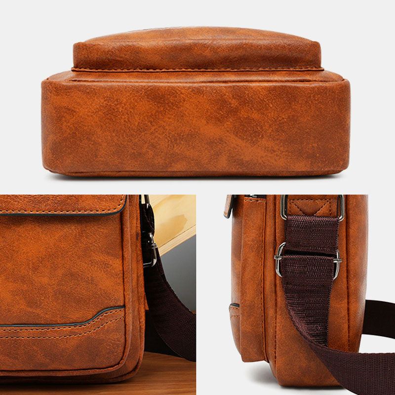 Mænd Pu-læder Multi-pocket Anti-theft Retro Crossbody Tasker Skuldertaske Håndtaske Messenger Bag Briefcase