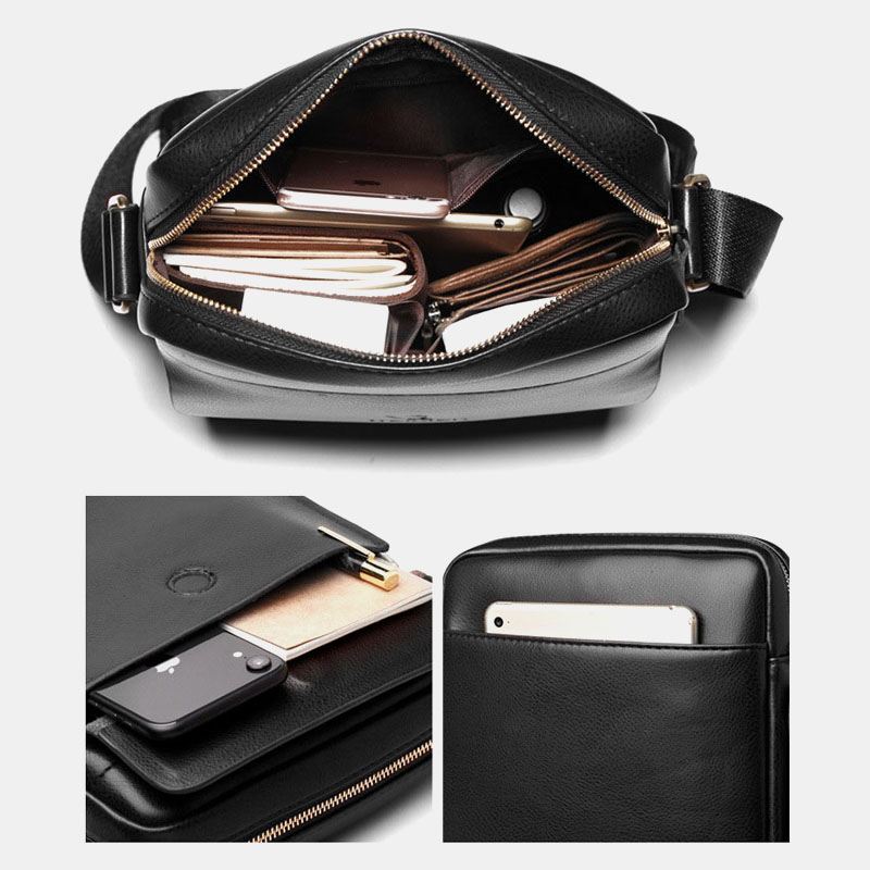 Mænd Pu-læder Multi-rum Slidfast Crossbody-taske Skuldertaske Business Casual 6.3 Tommer Telefontaske