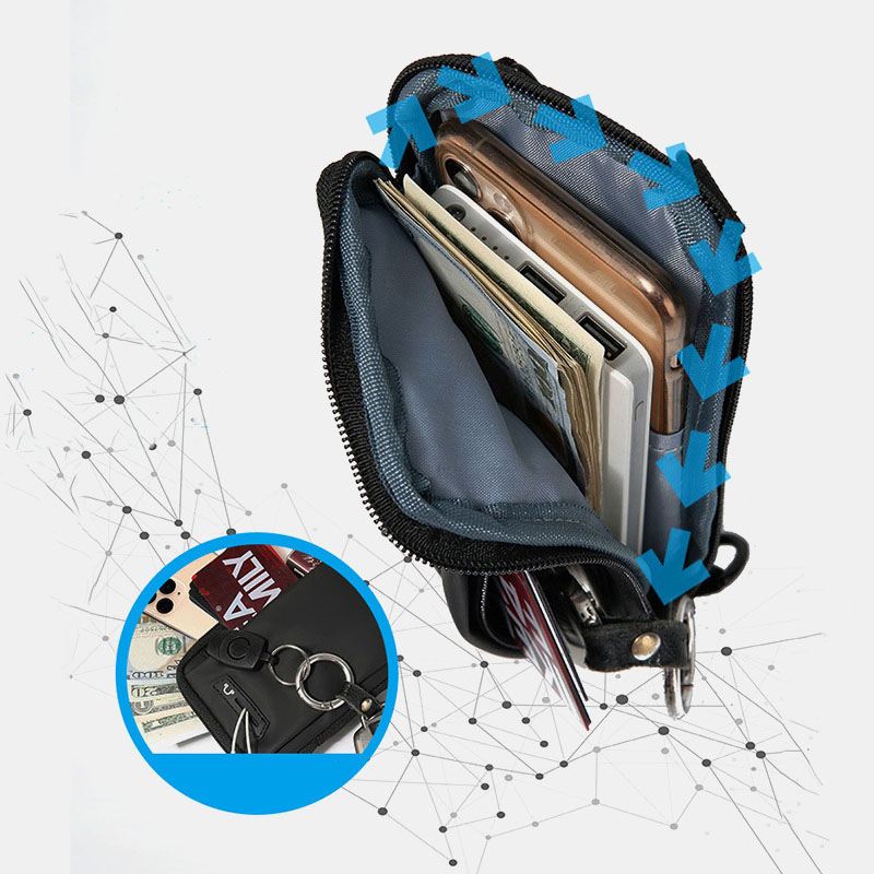 Mænd Pu Læder Multifunktion Stor Kapacitet Casual Mini Telefontaske Taljetaske Skuldertaske Crossbody Taske