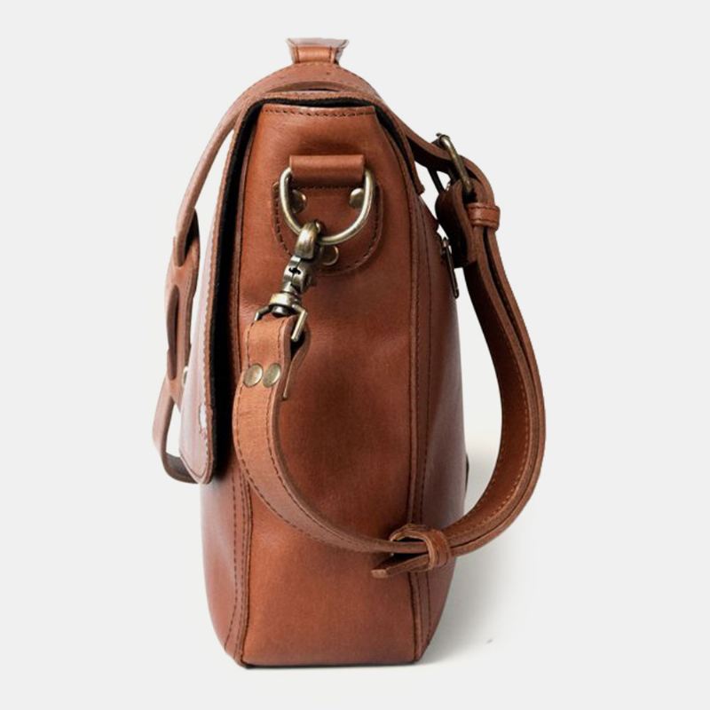 Mænd Pu Læder Multifunktion Vintage 15.6 Tommer Bærbar Tyverisikrings-taske Messenger-taske Crossbody-taske