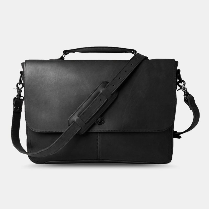 Mænd Pu Læder Multifunktion Vintage 15.6 Tommer Bærbar Tyverisikrings-taske Messenger-taske Crossbody-taske