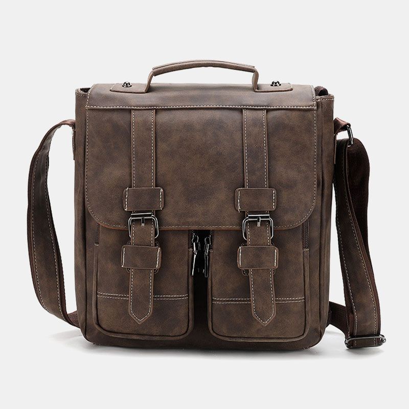 Mænd Pu Læder Multilommer Vintage Casual Vandtæt Åndbar Crossbody Tasker Skuldertasker