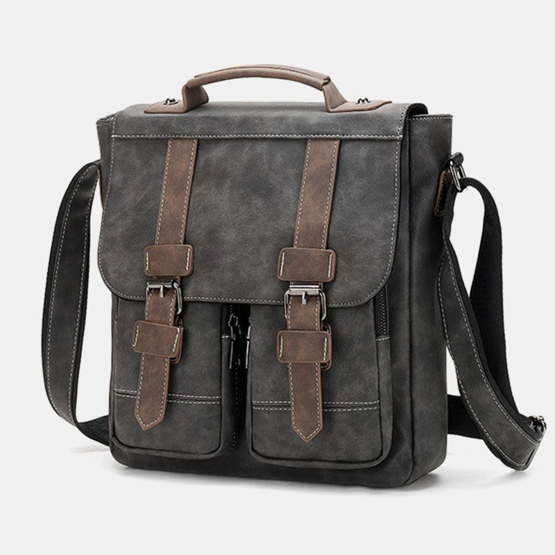 Mænd Pu Læder Multilommer Vintage Casual Vandtæt Åndbar Crossbody Tasker Skuldertasker