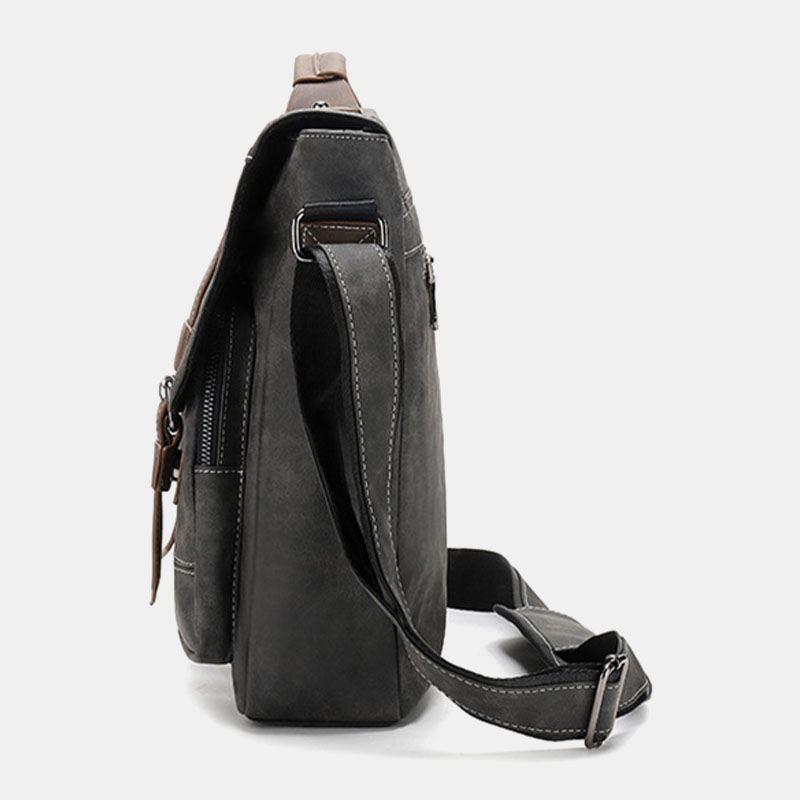 Mænd Pu Læder Multilommer Vintage Casual Vandtæt Åndbar Crossbody Tasker Skuldertasker