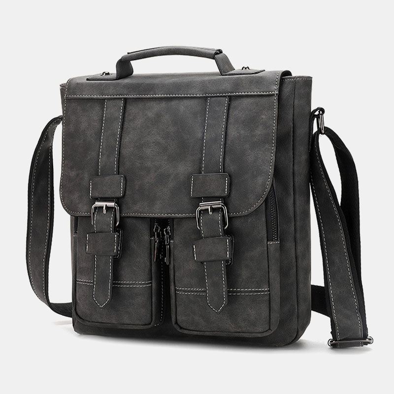 Mænd Pu Læder Multilommer Vintage Casual Vandtæt Åndbar Crossbody Tasker Skuldertasker