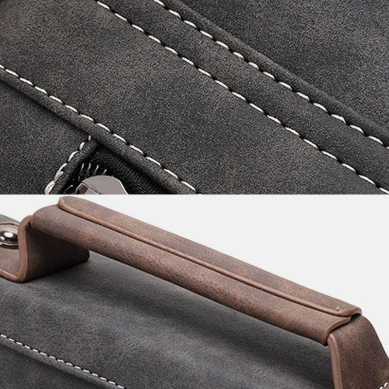 Mænd Pu-læder Stor Kapacitet Vintage Casual Vandtæt Åndbar Crossbody-tasker Skuldertasker Håndtaske