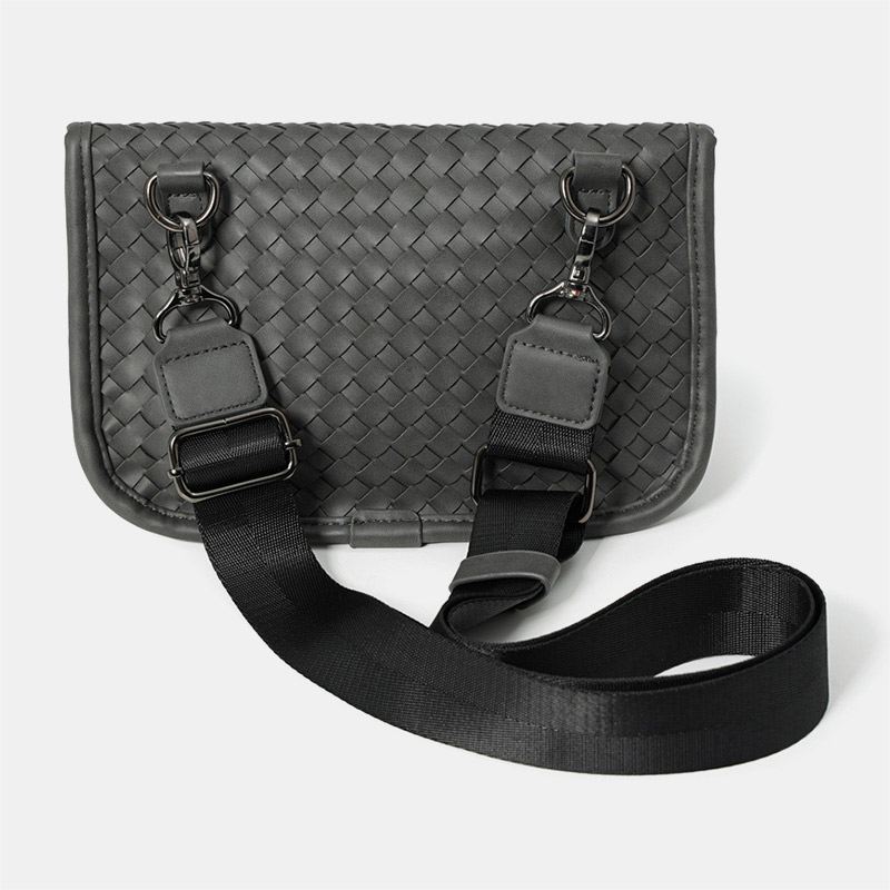 Mænd Pu Læder Vandtæt Vævet Crossbody Skuldertaske Med Stor Kapacitet