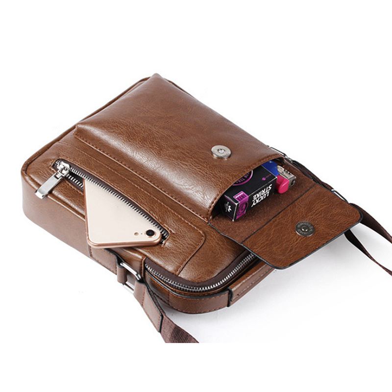 Mænd Pu Læder Vintage Håndtaske Retro Crossbody Bag Skuldertaske