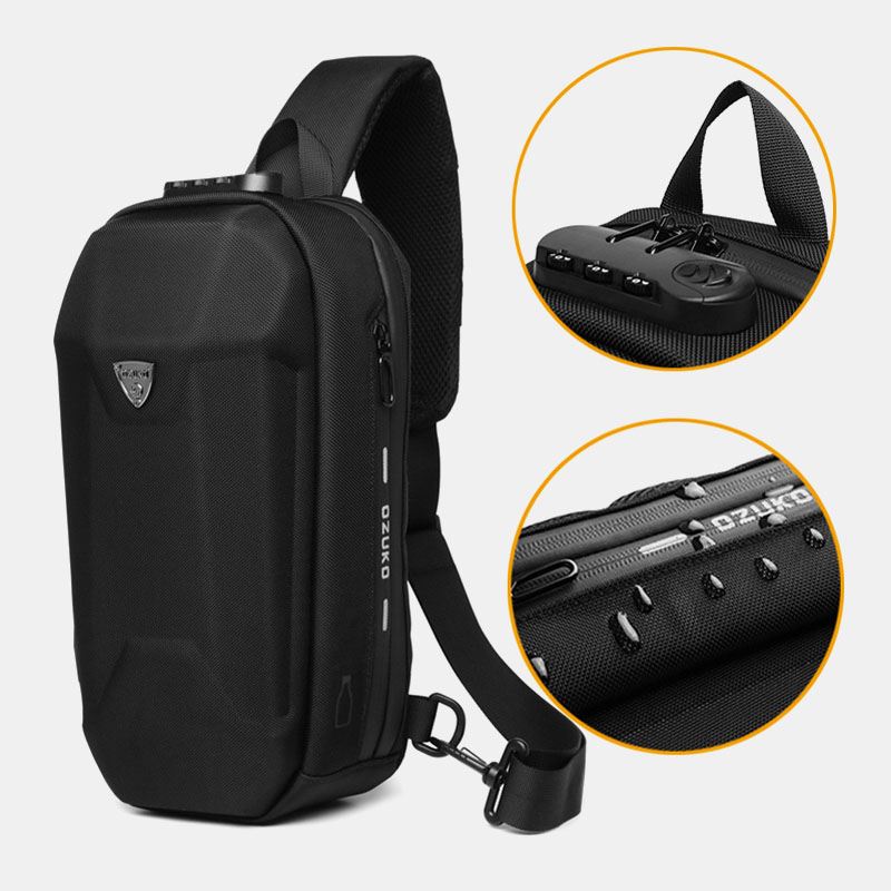 Mænd Usb-opladning Multi-pocket Anti-theft Vandtæt Udendørs Crossbody Bag Brysttaske Sling Bag