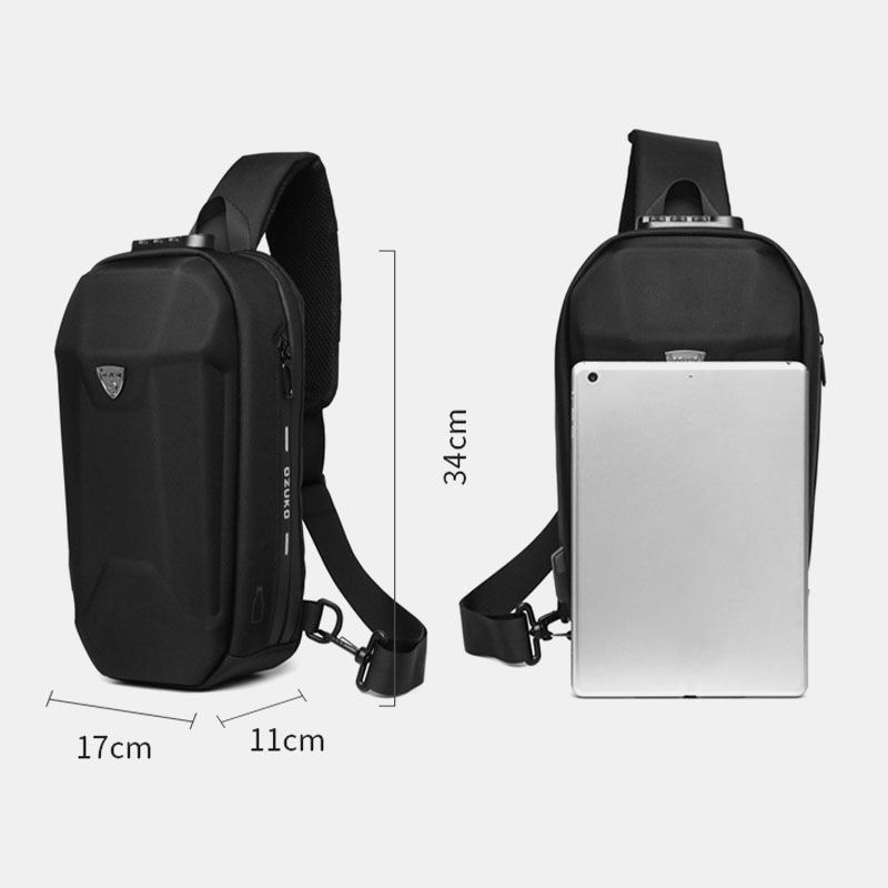 Mænd Usb-opladning Multi-pocket Anti-theft Vandtæt Udendørs Crossbody Bag Brysttaske Sling Bag