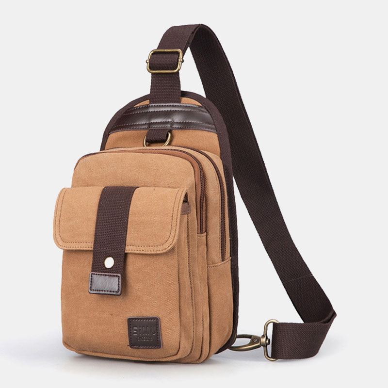 Mænd Vinatge Anti-theft Canvas Chest Bag Skuldertaske Crossbody Bag