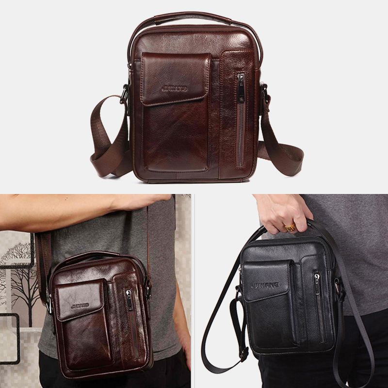 Mænd Vintage Ægte Læder Crossbody-taske Skuldertaske Business-taske