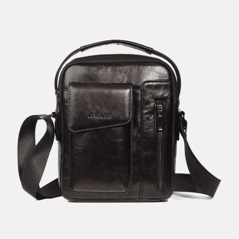 Mænd Vintage Ægte Læder Crossbody-taske Skuldertaske Business-taske