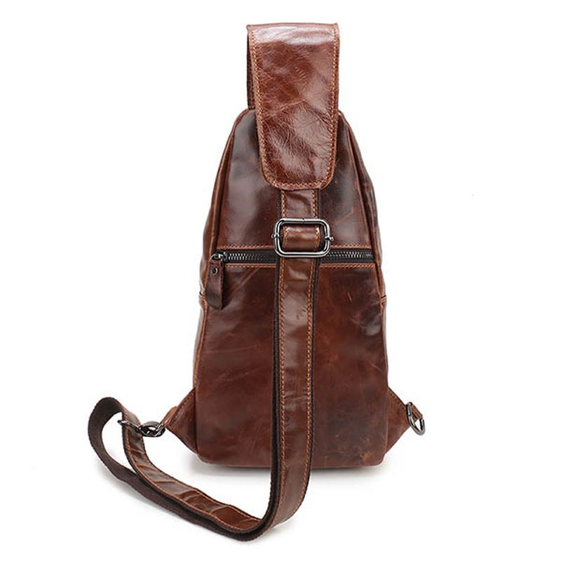 Mænd Vintage Ægte Læder Retro Crossbody Taske Brysttaske