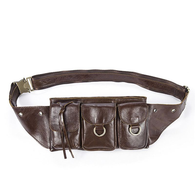 Mænd Vintage Ægte Læder Taljetaske Holdbar Retro Crossbody Taske