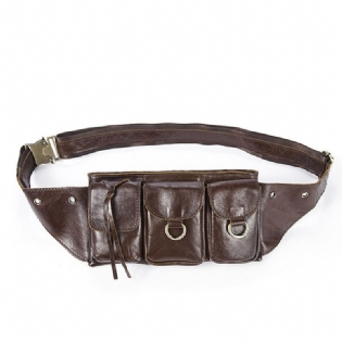 Mænd Vintage Ægte Læder Taljetaske Holdbar Retro Crossbody Taske