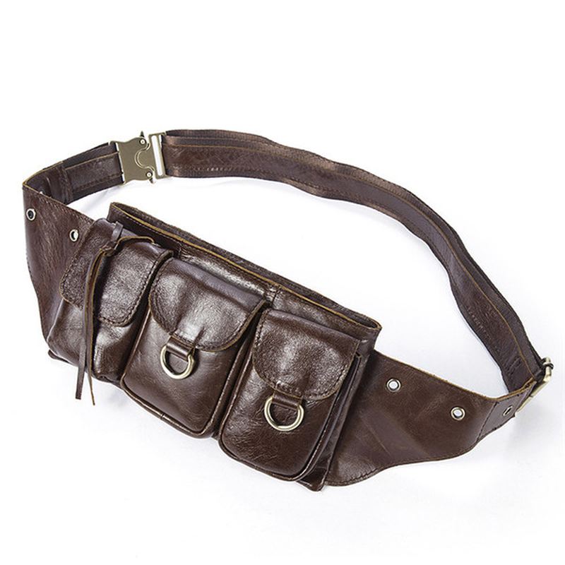 Mænd Vintage Ægte Læder Taljetaske Holdbar Retro Crossbody Taske