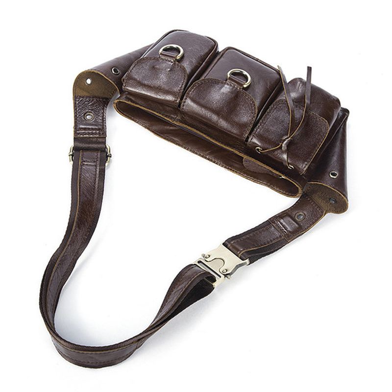 Mænd Vintage Ægte Læder Taljetaske Holdbar Retro Crossbody Taske