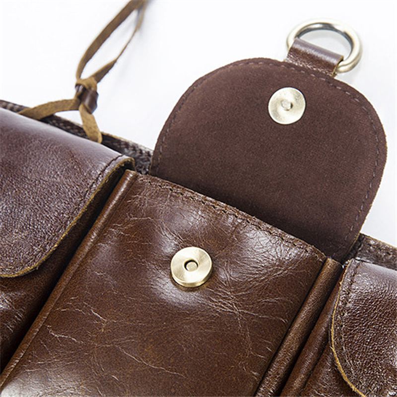 Mænd Vintage Ægte Læder Taljetaske Holdbar Retro Crossbody Taske