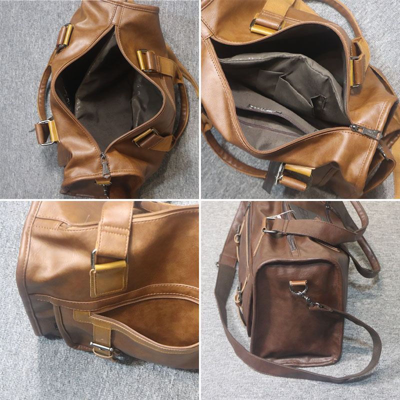 Mænd Vintage Large Capaciy Slid-resistent Vandtæt Imiteret Læder Crossbody Taske Håndtaske