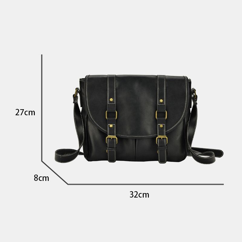 Mænd Vintage Stor Kapacitet Multi-lomme Pu Læder Lærertaske Crossbody Taske Brief Skuldertaske