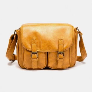 Mænd Vintage Vandtæt Multi-lommer Flap-over Imiteret Læder Crossbody Taske