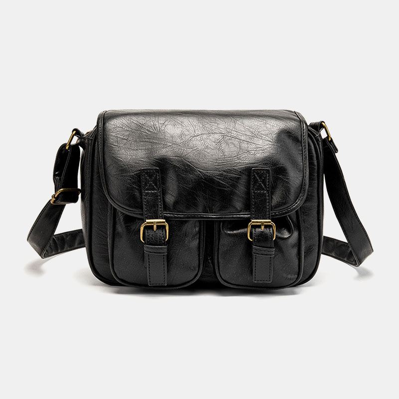 Mænd Vintage Vandtæt Multi-lommer Flap-over Imiteret Læder Crossbody Taske