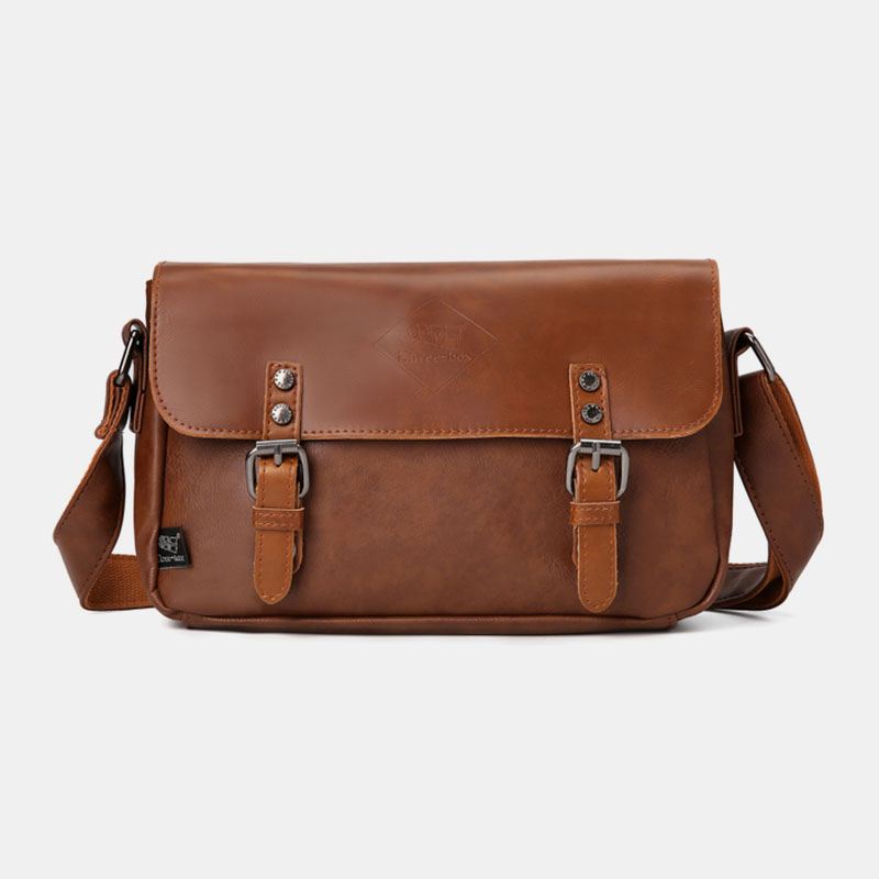 Mænd Vintage Vandtæt Multi-pocket Imiteret Læder Crossbody Bag Skuldertaske